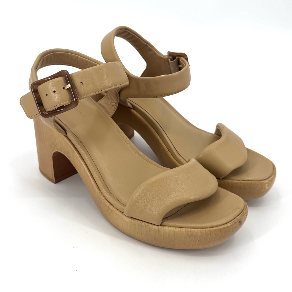 Vince Tan Noelle Leather Platform Heel Sandals Size 9
